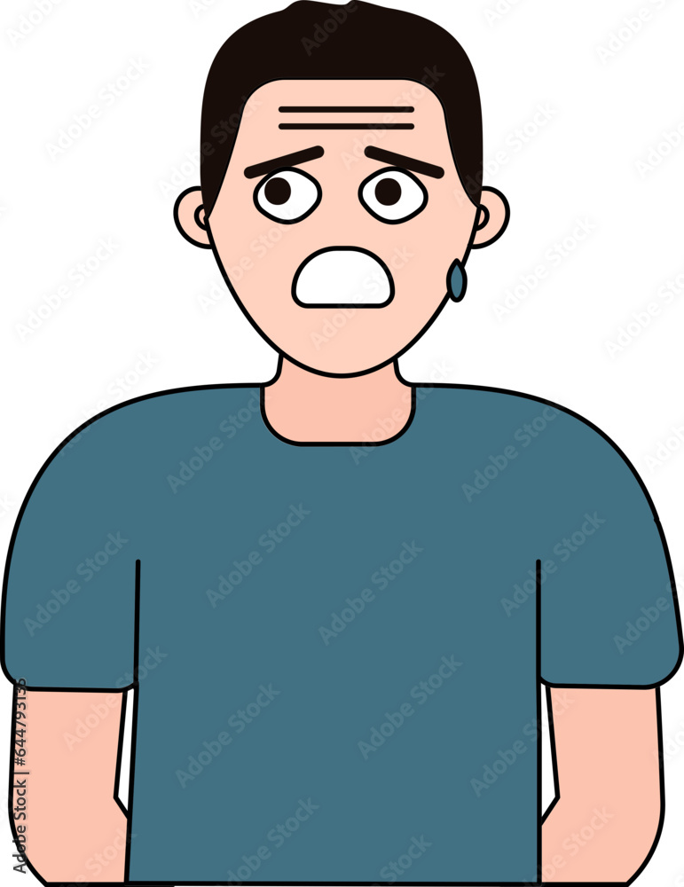 Afraid Person Icon In Blue And Peach Color. Afraid Person Icon In Blue And Peach Color.