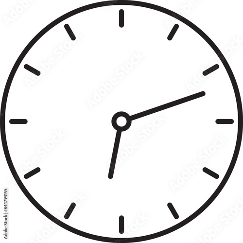 Clock Icon In Black Outline.