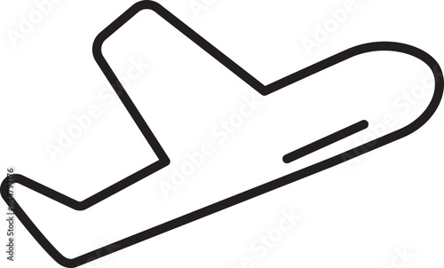 Airplane Departure Icon In Black Line Art.