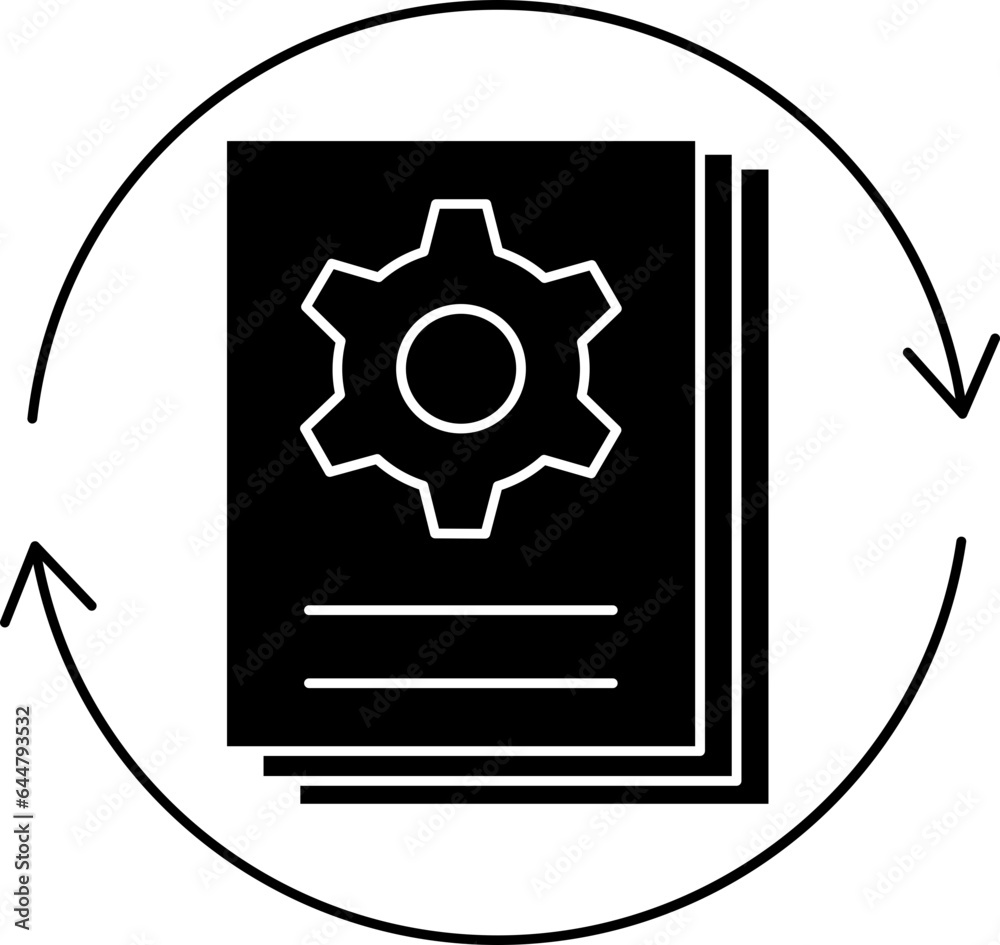 Illustration Of Batch Processing Icon In B&W Color. Illustration Of Batch Processing Icon In B&W Color.