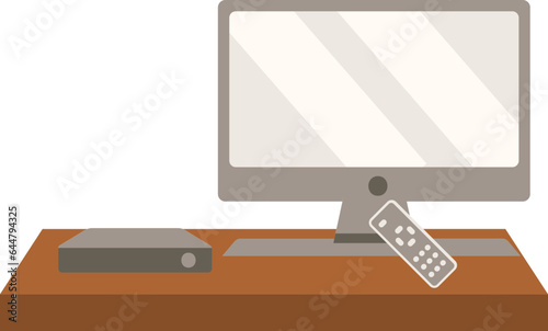 LCD With TV Box Icon In Gray And Brown Color.