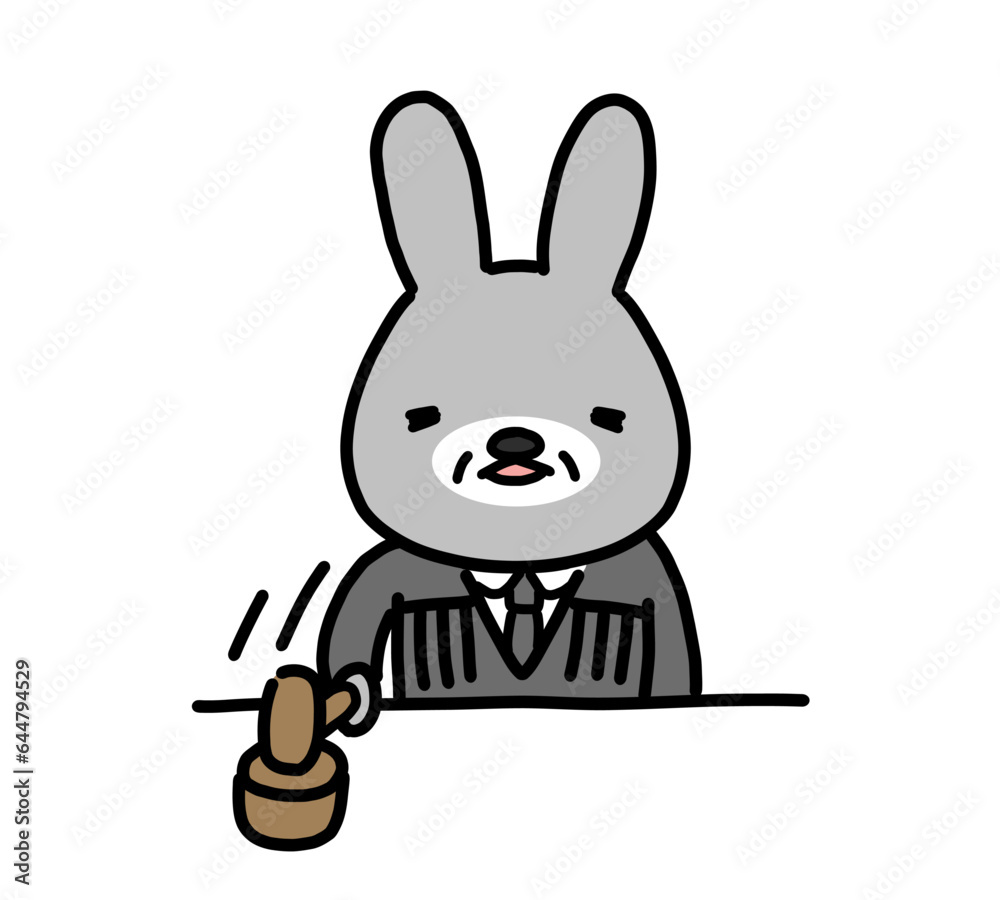 Fototapeta premium かわいいウサギの裁判官のイラスト