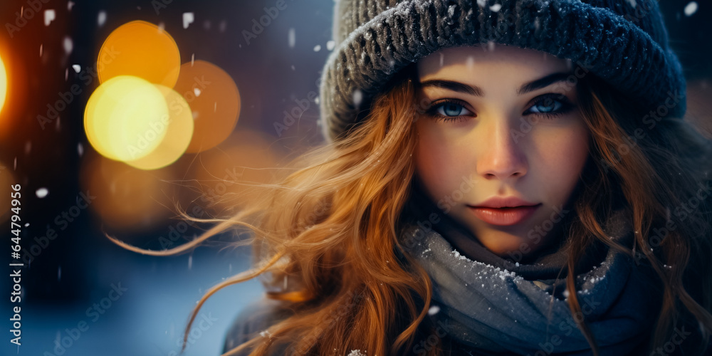Portrait Of Woman Wearing Winter Clothing Portrait Of Woman Wearing Winter Clothing