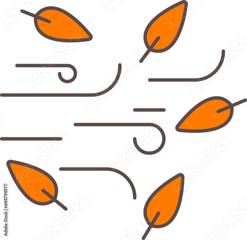 Flying Leaves Icon In Orange Color.