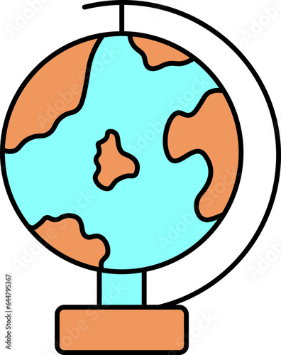 Earth Globe with Stand Icon in Flat Style.