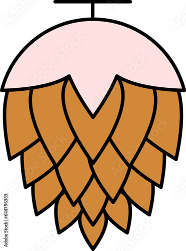 Brown and Pink Hops Icon in Flat Style.