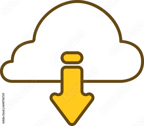 White And Yellow Cloud Download Icon Or Symbol.