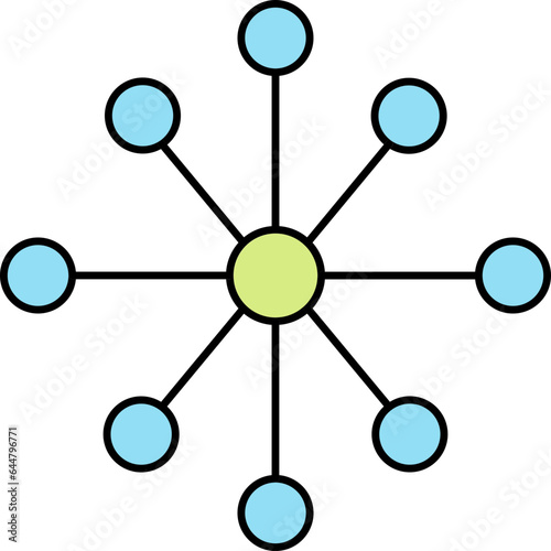Molecule Icon In Blue And Green Color.