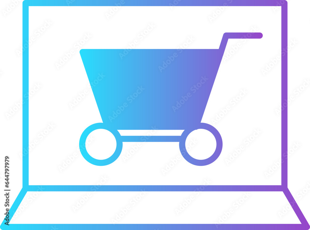 Gradient Online Shopping App In Laptop Icon. Gradient Online Shopping App In Laptop Icon.
