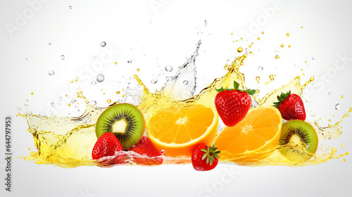 fruit in splashes of water. Generative Ai