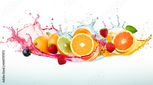fruit in splash. Generative Ai