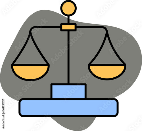 Blue And Yellow Color Balance scale Icon on Gray Background.