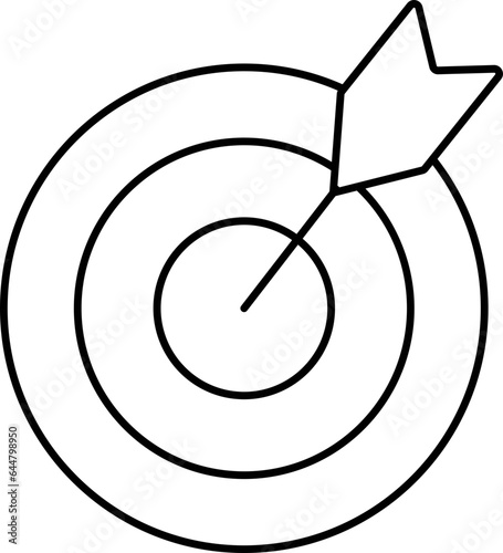 Target With Arrow Icon In Black Line Art.