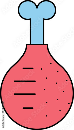 Chicken Leg Icon In Blue And Red Color.