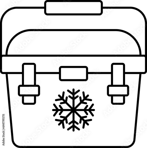 Ice Box Icon In Black Line Art.