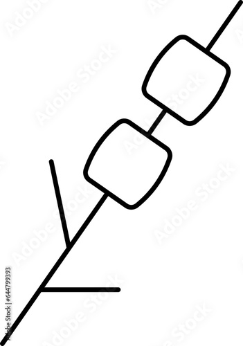 Kebab Skewer Icon In Black Line Art.