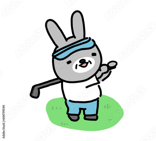 ゴルフをするウサギのイラスト #644799544