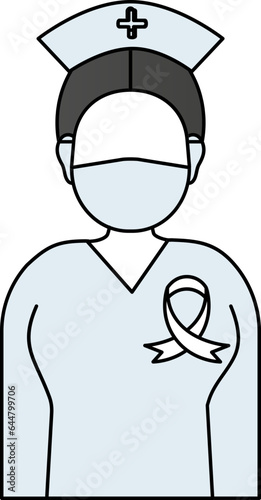 Oncologist Nurse Icon In Blue Color.
