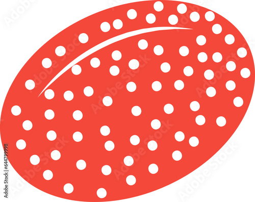 Oval Shape Candy Icon In Red And White Color.