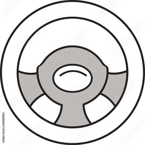 Steering Wheel Icon In Gray And White Color.
