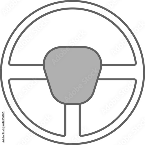 Flat Steering Icon In White And Gray Color.