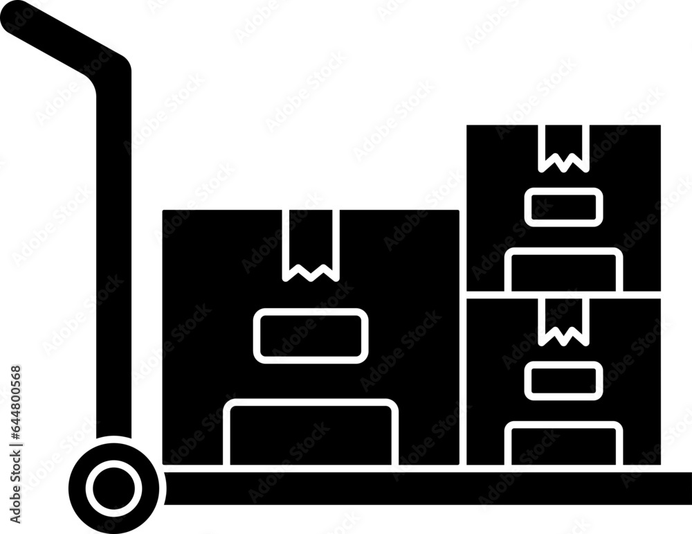 Fototapeta premium Parcel Trolley Icon Or Symbol In B&W Color.