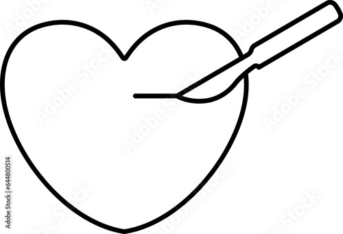 Heart Surgery Icon In Line Art.