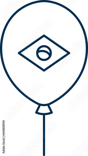 Vector Brazil Balloon Icon in Thin Line Art.