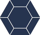 Hexagon Diamond Icon In Blue And White Color.