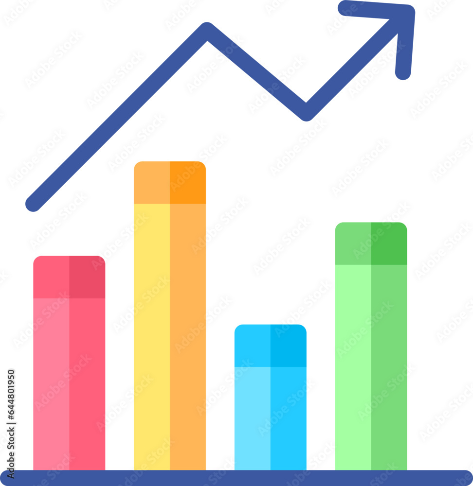 Colorful Growing Bar Graph Icon In Flat Style. Colorful Growing Bar Graph Icon In Flat Style.
