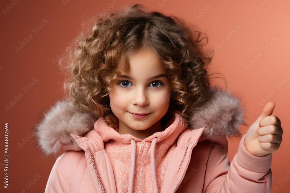 Portrait of happy smiling child girl isolated with copy space background , Created with Generative Ai Technology Portrait of happy smiling child girl isolated with copy space background , Created with Generative Ai Technology