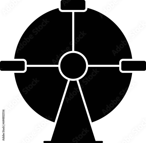 Ferris Wheel Icon In Glyph Style.