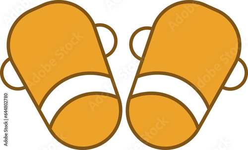 orange sandals with white stripe, cartoon style clip art preview