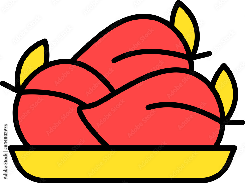 Flat Style Tangerine Fruit Icon In Red And Yellow Color. Flat Style Tangerine Fruit Icon In Red And Yellow Color.