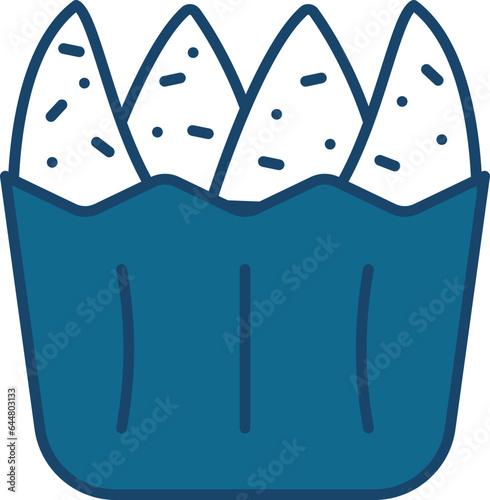 Illustration Of Bolu Kukus (Cupcake) Icon In Blue And White Color.