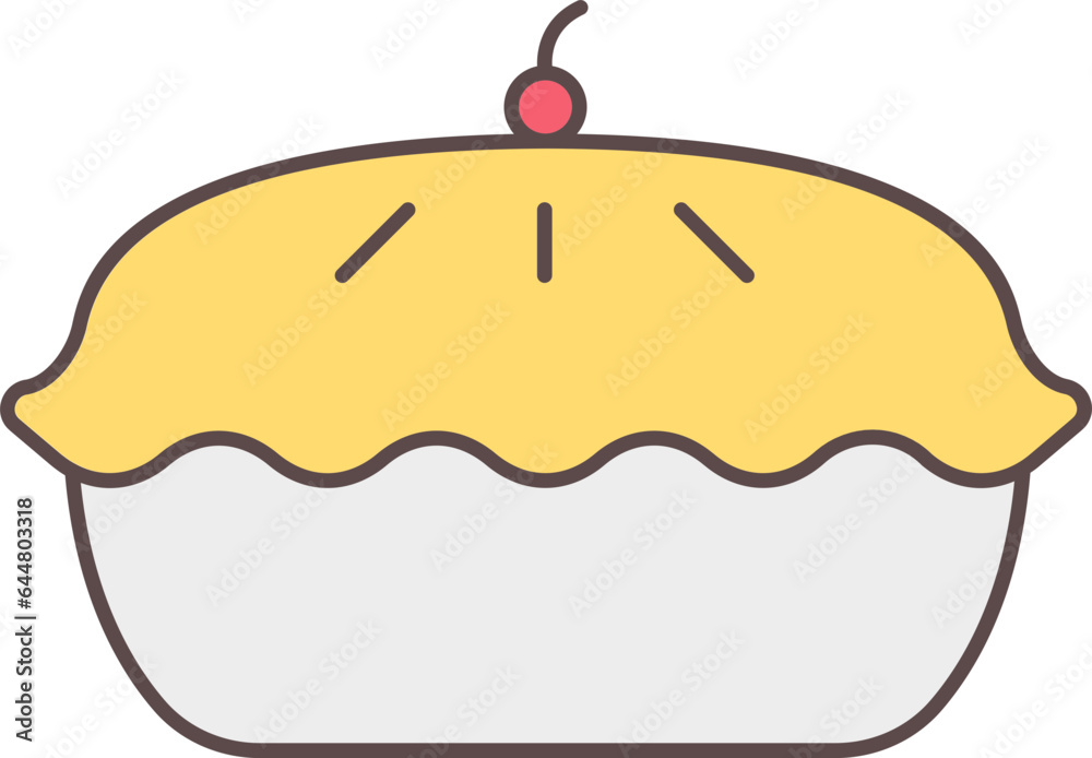 Pie Cake Icon In Yellow And Gray Color. Pie Cake Icon In Yellow And Gray Color.