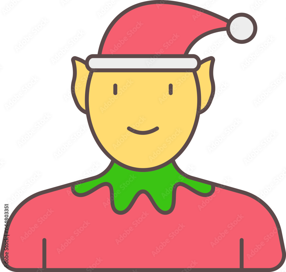 Elf Cartoon Man Colorful Icon In Flat Style