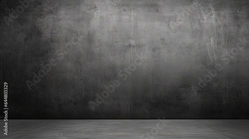 Dark black and gray abstract cement wall and interior textured studio room for product display. Wall background