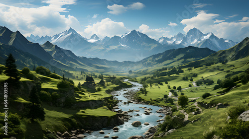 Serenely Majestic Mountain Landscape A Breathtaking Wilderness Adventure, Ai generative 