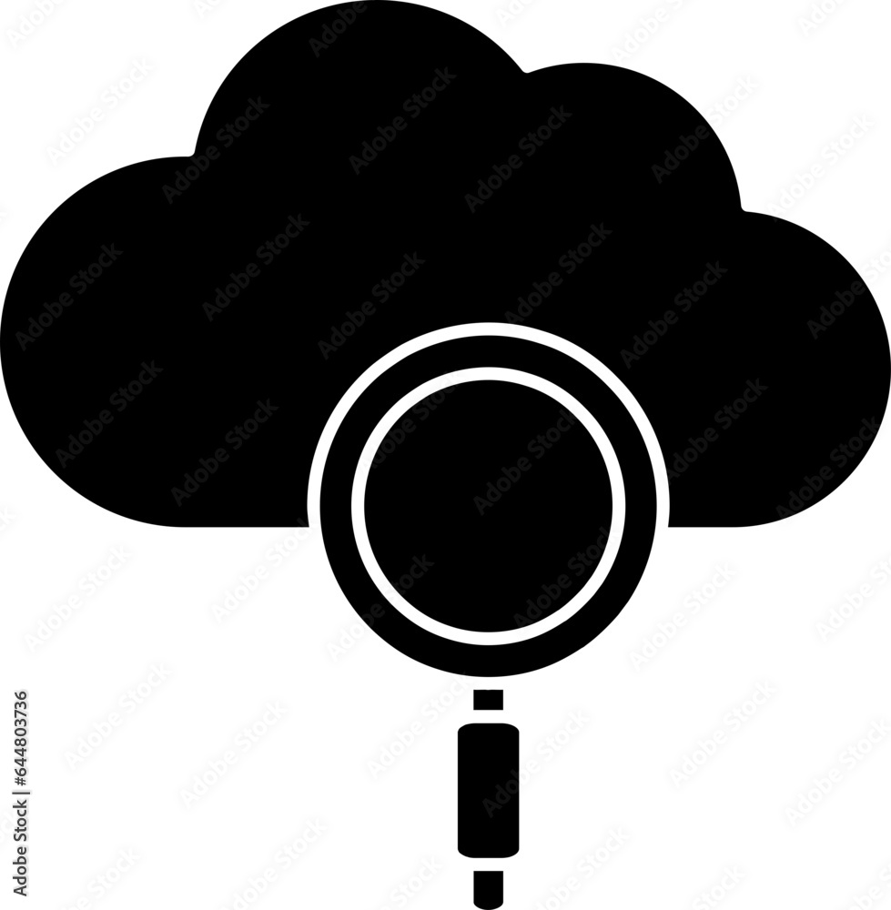 B&W Cloud Searching Icon Or Symbol. B&W Cloud Searching Icon Or Symbol.