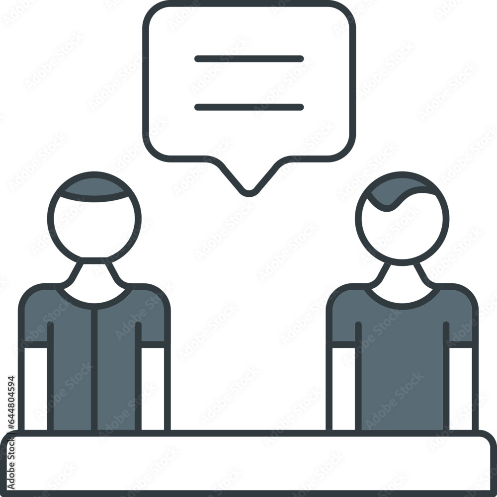 White And Gray Color Two Persons Chatting In Laptop Icon.