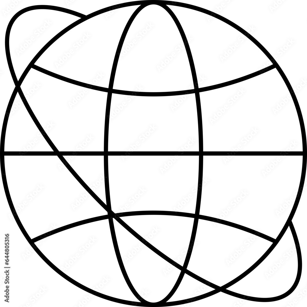 Global Communication Icon In Black Outline. Global Communication Icon In Black Outline.