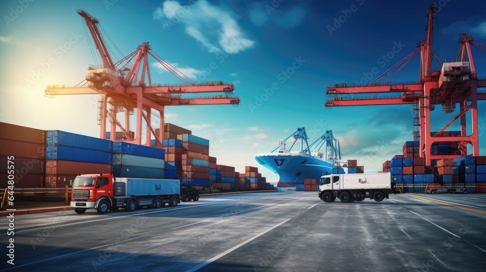 Transportation and logistics. Global business logistics import export and container cargo freight ship, cargo plane, transportation industry concept.