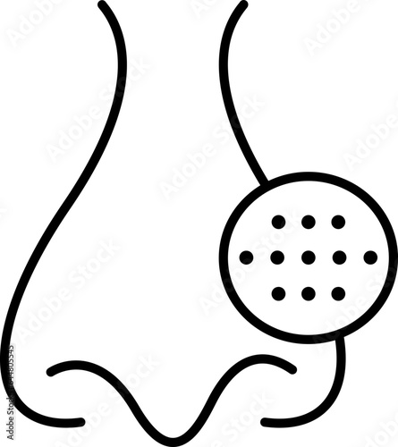 Blackhead On Nose Icon In Line Art.