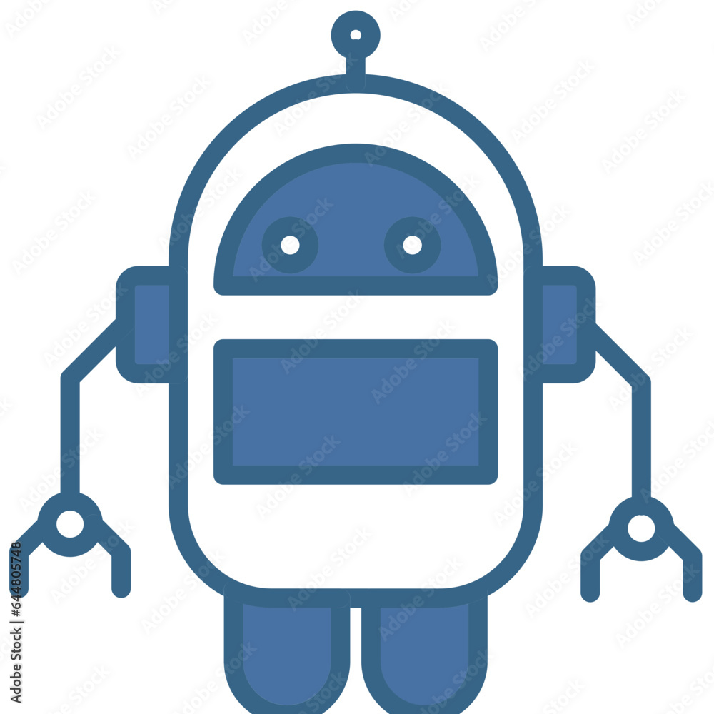 Robot Icon In Blue And White Color. Robot Icon In Blue And White Color.