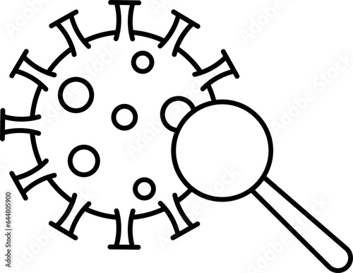 Virus Searching Icon In Black Outline.