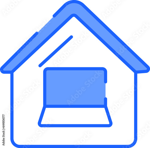 Work From Home Icon In Blue And White Color.