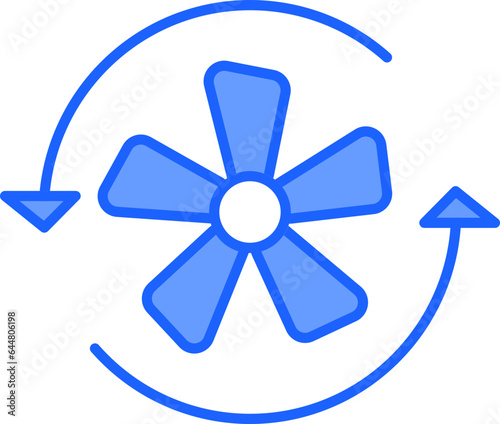 Laptop With Cogwheel Icon In Blue And White Color.