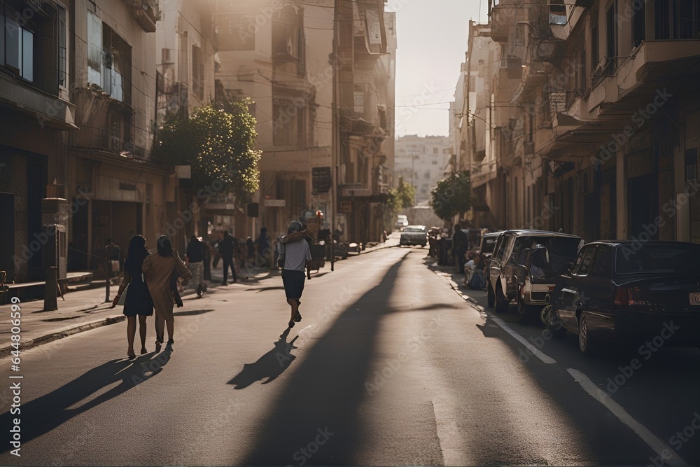 Obraz premium cinematic illustration of streets in Lebanon. the image is generated using the generative ai tool