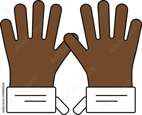Gloves Icon In Brown And White Color.